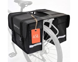 Brixy Dubbele Fietstas - Waterdichte Fietstassen - 45L - Met Reflectoren - Elektrische Fiets - Zwart