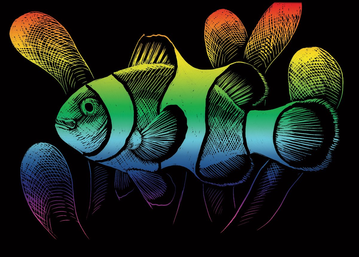 CLOWN FISH Mini Rainbow Engraving