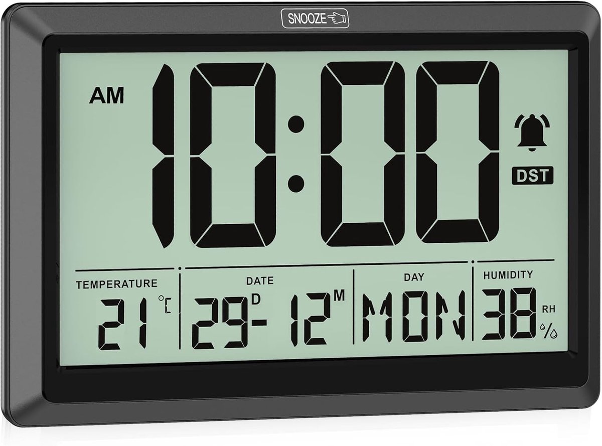 Digitale Wand- en Tafelklok - Zwart - HD-LCD-Display - Multifunctioneel - Voor Thuis en Kantoor