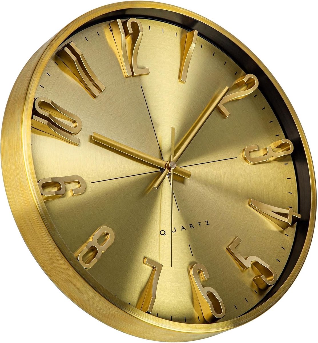 Grote Wandklok - Goud - Geruisloos - Eenvoudig Af Te Lezen - Voor Slaapkamer en Keuken