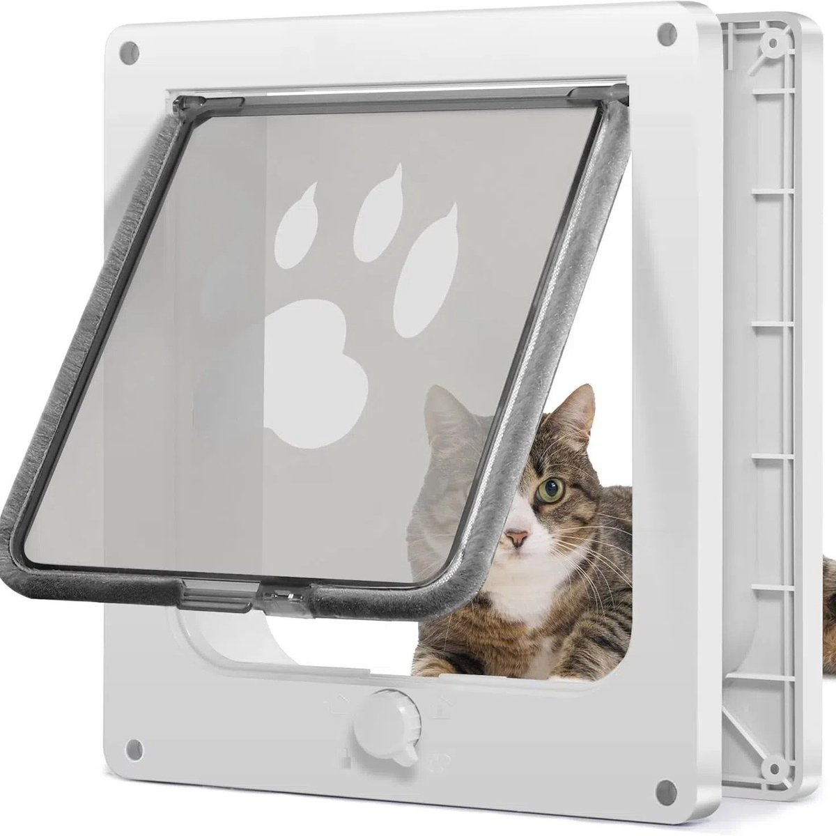 YAGXIG Middelgrote kattendeurstopper - Vierweg afsluitbare kattendeur - Geschikt voor binnen- en buitendeuren - Huisdierdeur - Robuust - Duurzaam