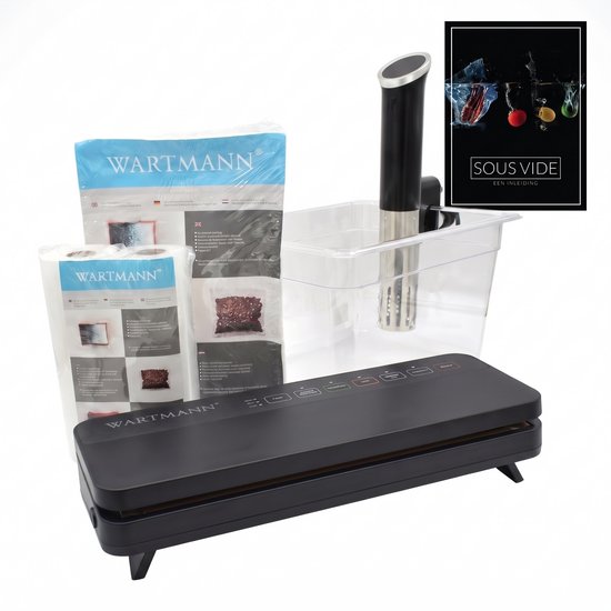 Wartmann 1508 Sous Vide Stick Set - Inclusief Vacuümmachine, Vacuumzakken & Rollen, Waterbak en Digitaal Sous Vide Handboek