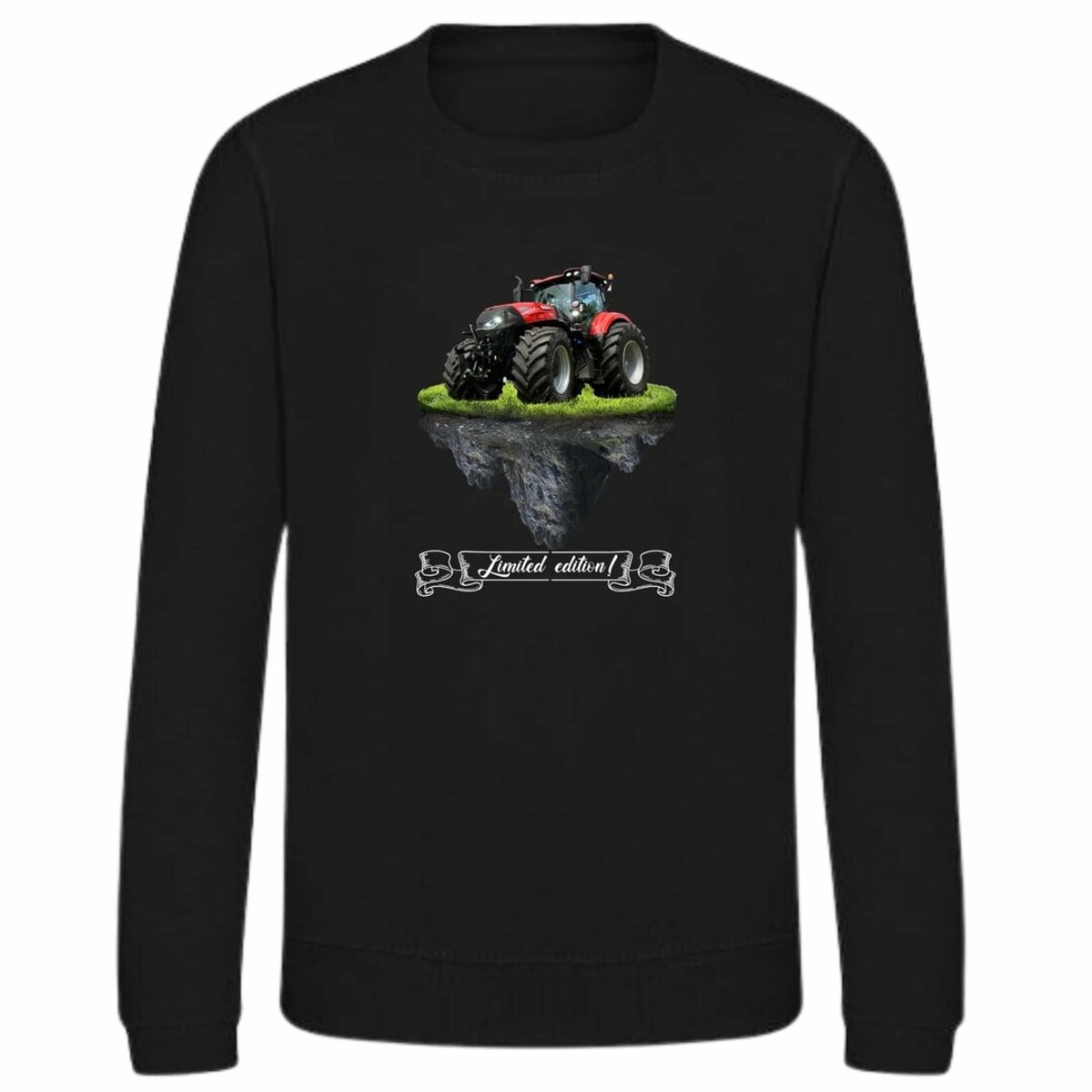 Zwarte sweater met tractor limited edition - Rode tractor - 122/128