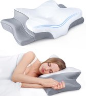 Maqi Living® Hoofdkussen Memory Foam voor Nekklachten Dreamora – Orthopedisch & Ergonomisch kussen - Geschikt voor rug-, zij- en buikslapers - Traagschuim - Wit