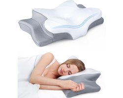 Maqi Living® Hoofdkussen Memory Foam voor Nekklachten Dreamora – Orthopedisch & Ergonomisch kussen - Geschikt voor rug-, zij- en buikslapers - Traagschuim - Wit