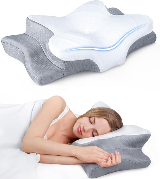 Maqi Living® Hoofdkussen Memory Foam voor Nekklachten Dreamora – Orthopedisch & Ergonomisch kussen - Geschikt voor rug-, zij- en buikslapers - Traagschuim - Wit