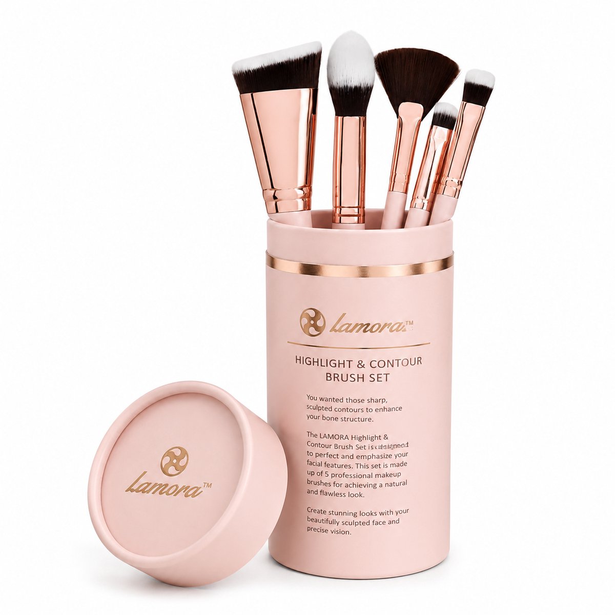 Bol.com Lamora Make-up Kwasten Set - Contour - Lamora  Proffecioneel - 5 Delig Kwasten in Luxe Koker aanbieding