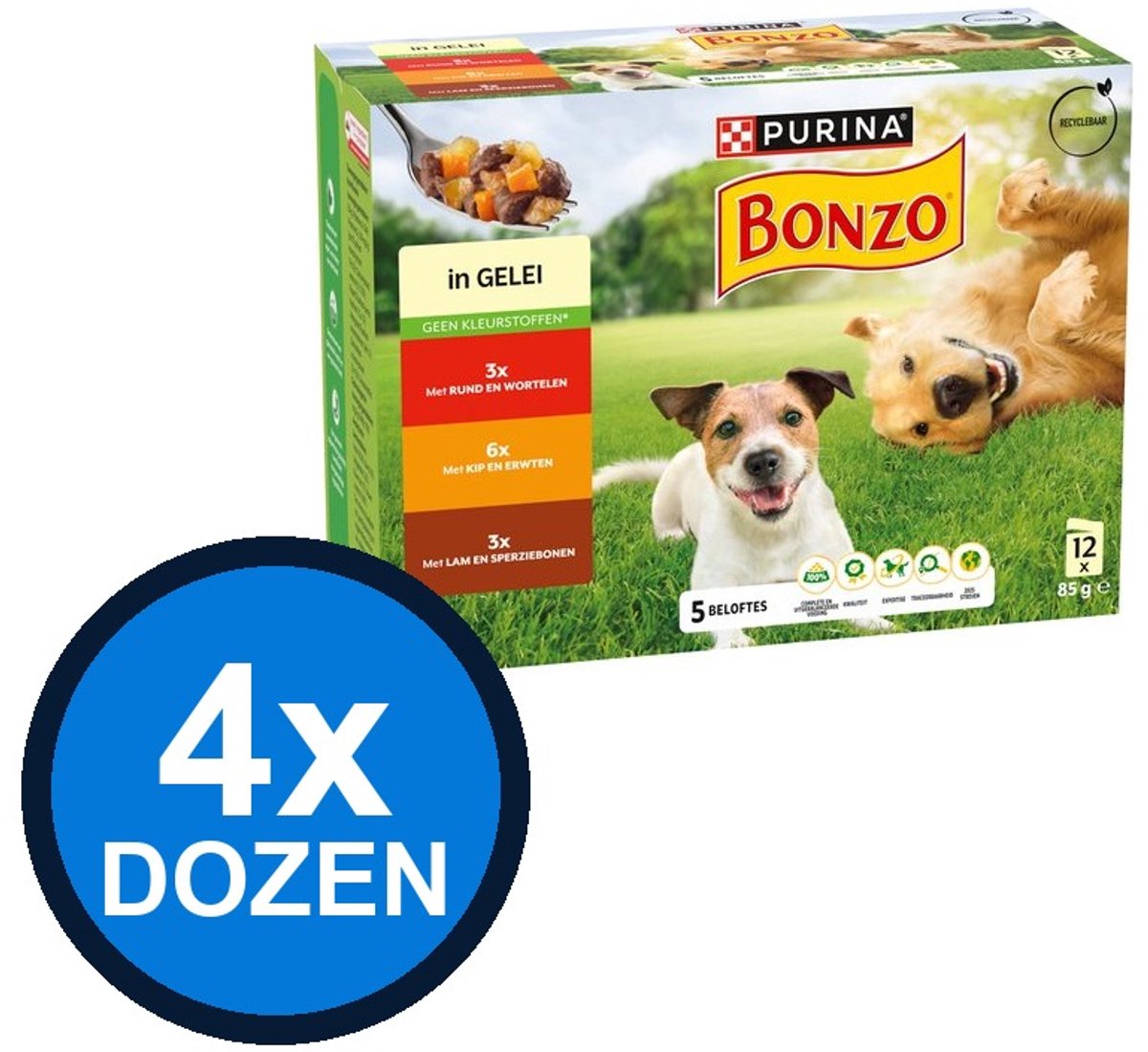 Bonzo Bonzo - In Saus Mix Multipack (12x85g) - Hondenvoer Natvoer - 1.02 kg