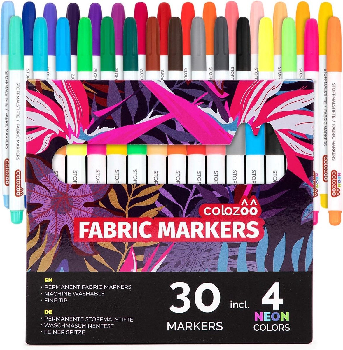 Fabric Markeerstiften - Vezelpunten - Wasmachinebestendig - UV-Neon Kleuren - Voor Creatieve Projecten