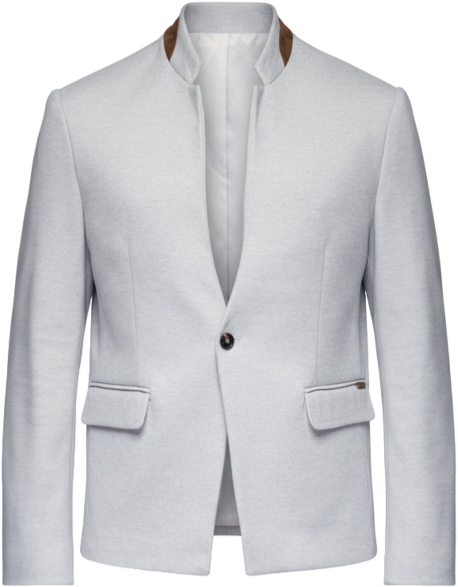 OMBRE Blazer - Regular Fit - Knopen - Gemeleerd Grijs gemêleerd XL