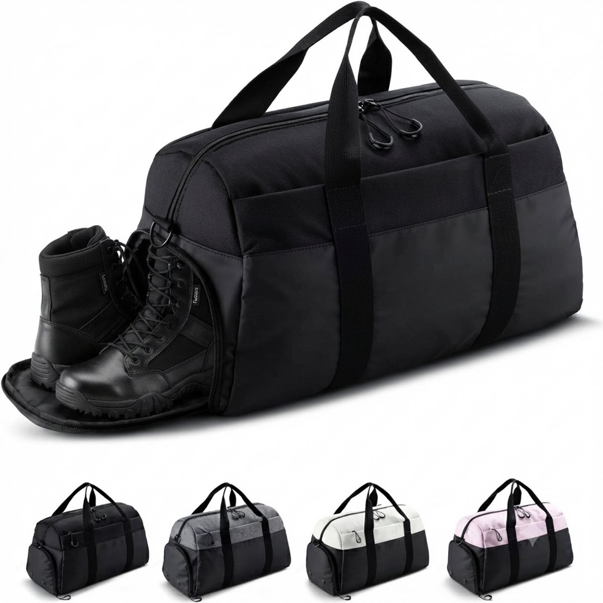 Livatto Sporttas en Reistas met Schoenenvak en Natvak - Travel Bag voor Heren en Dames - Tas voor Reizen, Gym, Fitness en Outdoor - Volledig Zwart, 47 x 25 x 27 cm (Small)