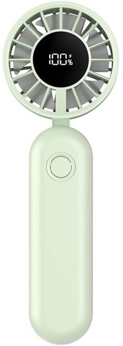 KZQ Draagbare Mini Ventilator met LCD Scherm, 5 Standen Turbo Bladloze Ventilator 10398 RPM, 3W Opvouwbare Handventilator, 1200mAh Accu, Persoonlijke Koelventilator voor Thuis Kantoor Reizen Groen