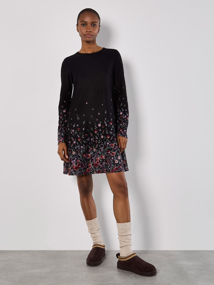 Mini-jurk van jersey met bloemenrand