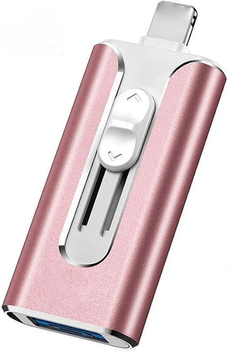 Geschikt voor pc, iPhone en Android-telefoons - USB 3.0 4-in-1 - USB-C - Mini-USB-interface - Flashdrive - Geheugenuitbreiding Geschikt voor telefoons - roze - 64 GB