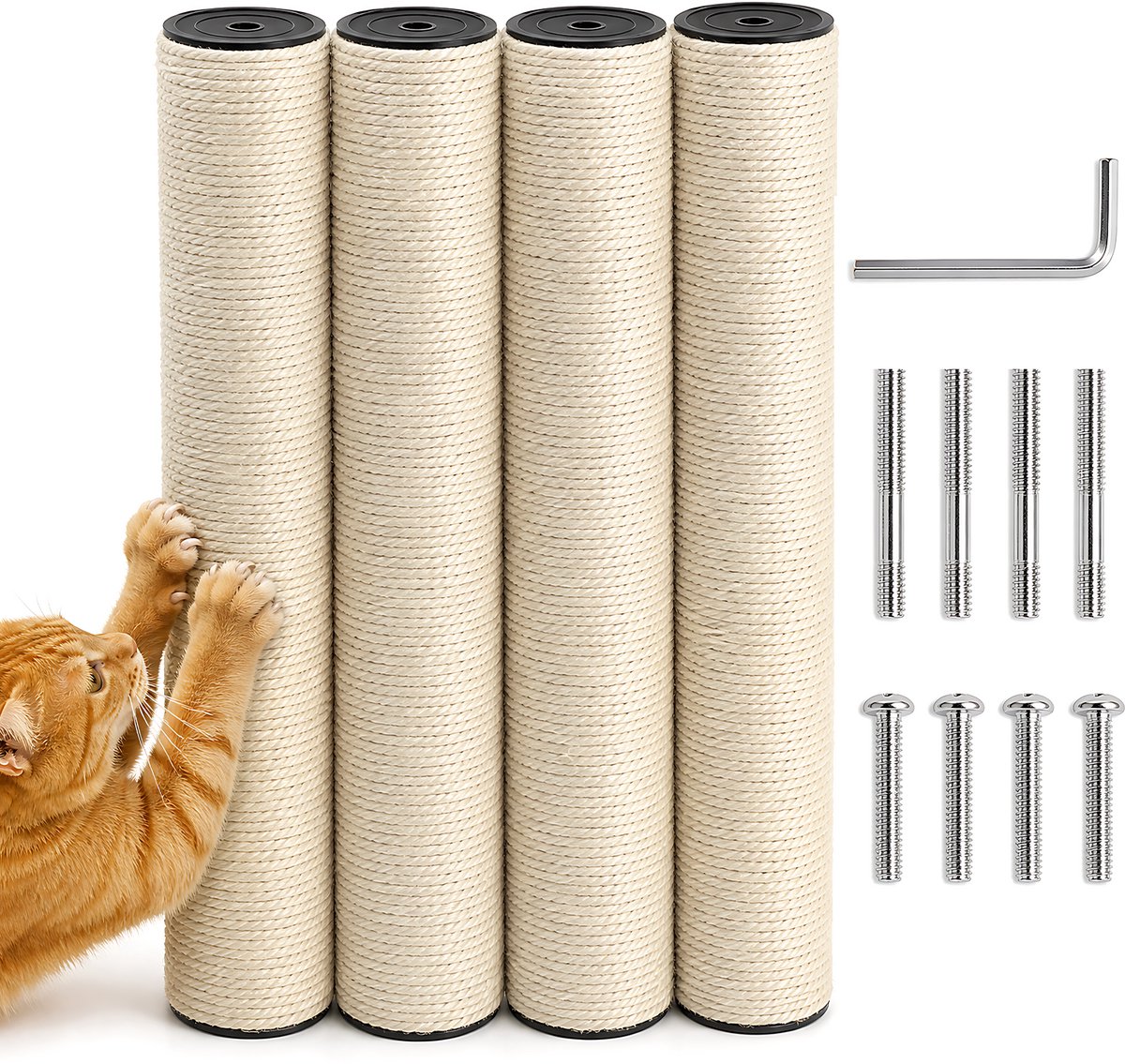 DIY Krabpaal Set - Sisal Krabpaal Vervangingspalen 40cm - Katten Krabpaal Onderdelen - Krabpaal Reparatie Set - Sisal Kattenpaal