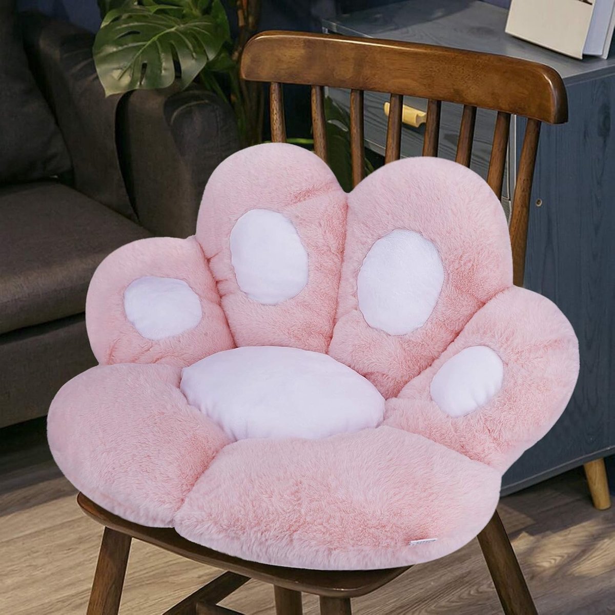 Schattig Kattenspoor Stoelkussen, Pluche Comfort Kussen voor Thuis en Kantoor, Warm Relaxk