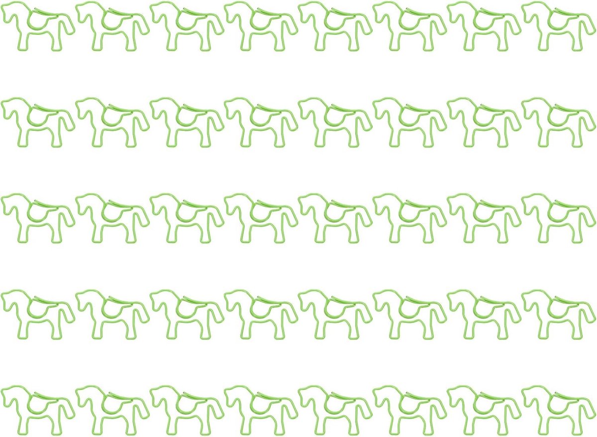 40 Stuks Paardenvormige Paperclips in Doos, Perfect voor Kantoor, Creatieve Projecten en Thuisgebruik (Groen, 3.5 cm)