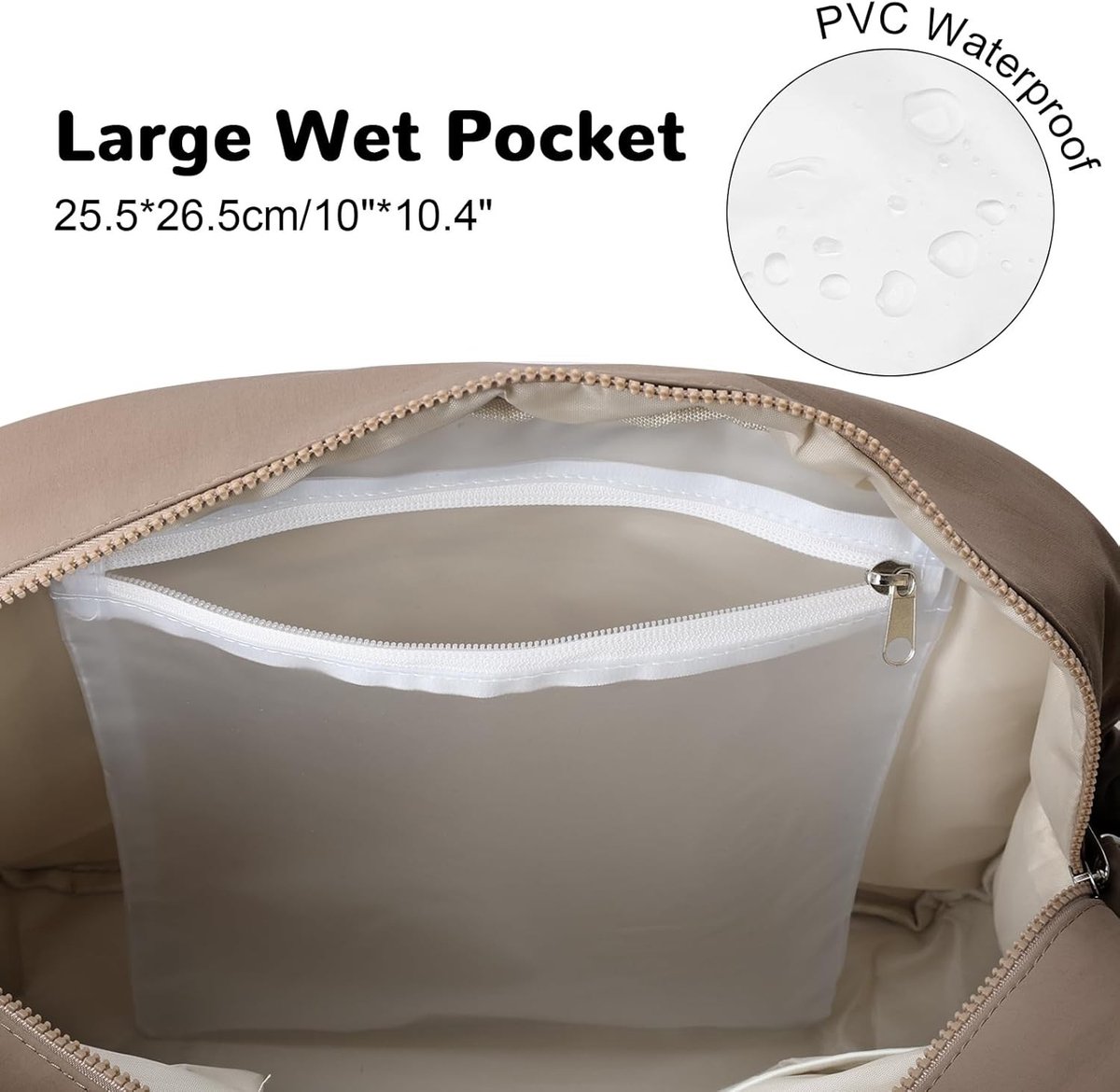 Gymtas voor Dames - Nylon en Camel - Waterbestendig - Natte en Droge Scheiding - Voor Reizen en Sport