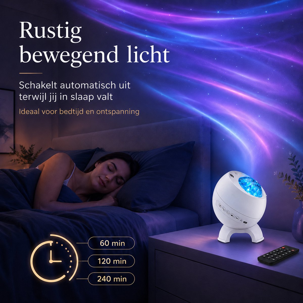 Sercano Sterrenhemel Projector – Aurora Projector met Groene Laser - 16 Kleuren - Bluetooth Speaker - 8 Geluiden & 5 Films - Timer - USB Aansluiting - voor Volwassenen Slaapkamer – foto 3