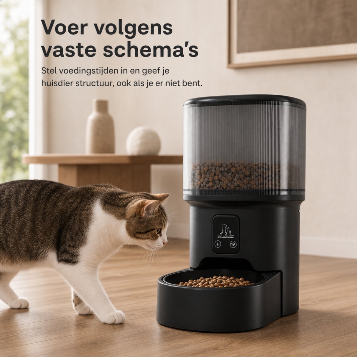 Boncy® Automatische Voerbak 4L - Voerautomaat voor Hond & Kat - Voerdispenser met Smart App WiFi Control - Pet Feeder - Elektrische Voerbakken - Zwart thumbnail 6