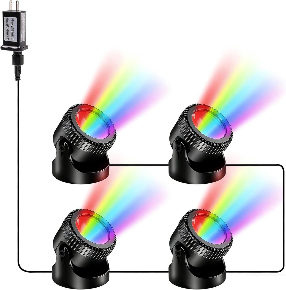 POPOSOAP RGB-onderwaterverlichting voor vijvers met timer, 20 dimbare kleuren, IP68-waterdichte dompelbare LED-fonteinverlichting, afstandsbediening, voor vijvers, aquaria, tuinen en zwembaden (4-in-1) [Energieklasse C]