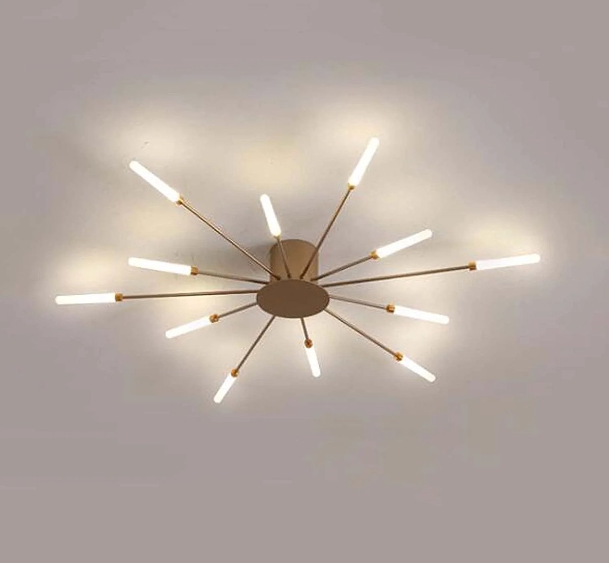 Riserva LED Plafondlamp Firework Design - 12W - 1350 lm - 4500K Neutraal Wit - Goud - Moderne Decoratieve Plafonnière voor Slaapkamer, Woonkamer en Eetkamer