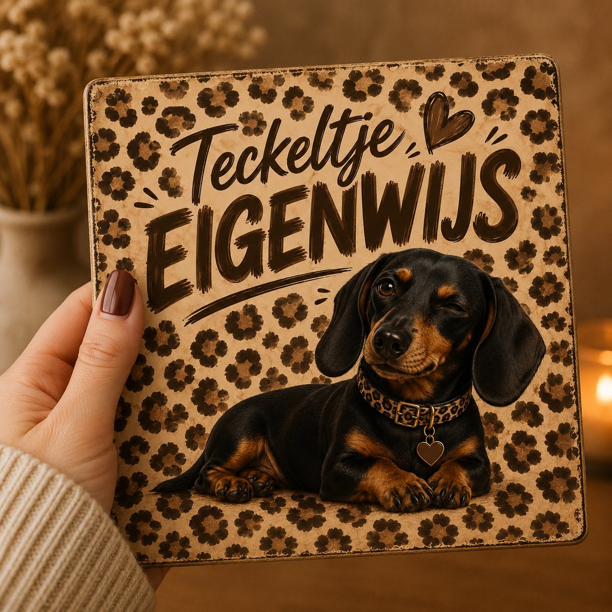 Spreuktegel teckeltje eigenwijs