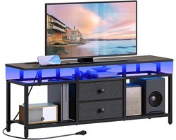 TV-meubel geschikt voor televisies tot 45” - Media Console met Oplaadstation en LED-verlichting - Zwevend Ontwerp - Entertainment Center voor Woonkamer en Slaapkamer
