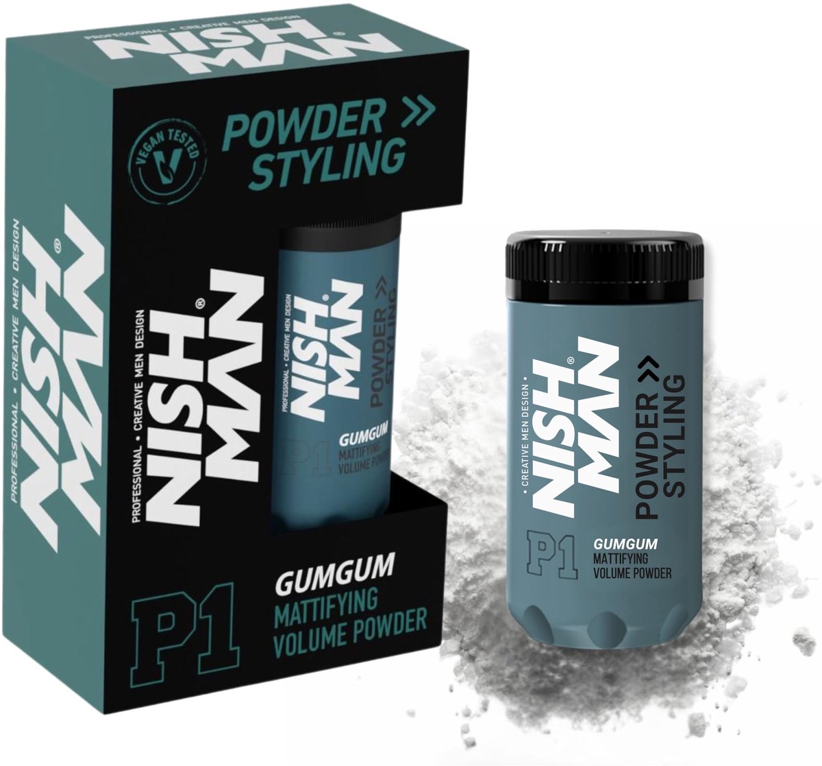 Nishman Powder Hair Styling Wax P1 GumGum 20g Volumepoeder Mat voor Heren
