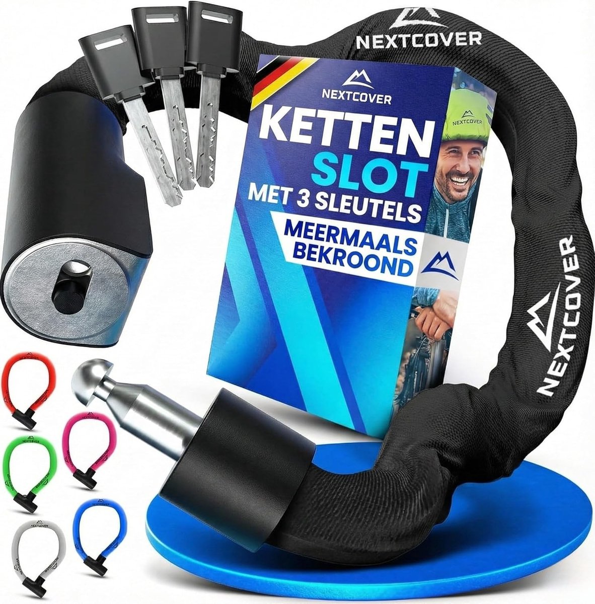 Kettingslot Fiets met Sleutel - Gehard Staal - Heavy Duty Anti-diefstal Slot - Weerbestendig - Geschikt voor E-Bike, Scooter & Motor