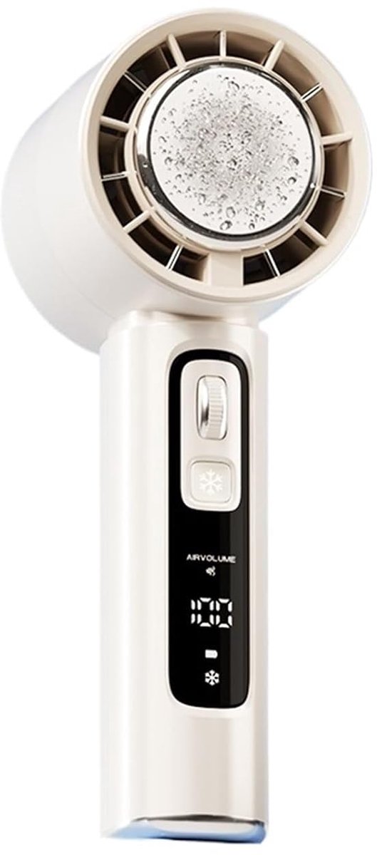 LISM-Draagbare turbineventilator met koelfunctie, Geschikt voorzien van een oplaadbare 4000mAh-batterij, instelbare windsnelheden van 0-100, slim LCD-display, compacte en krachtige persoonlijke ventilator (khaki).