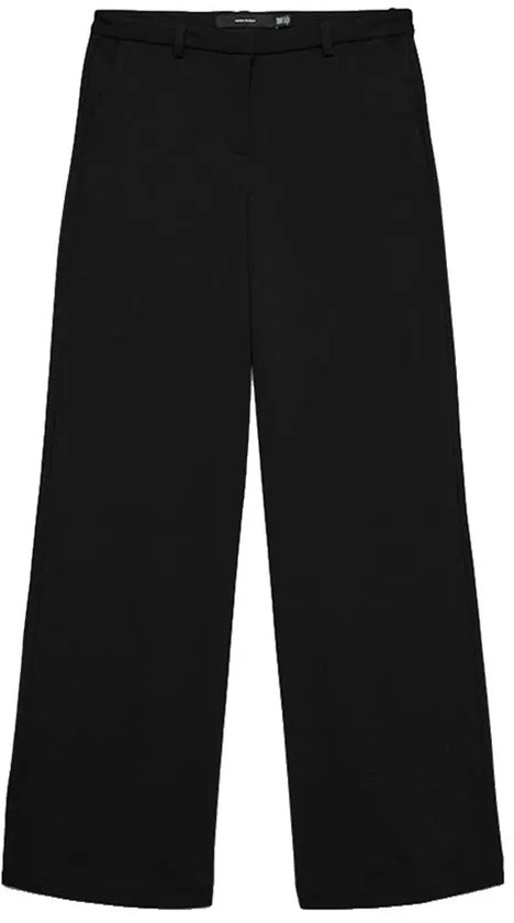 Zwarte wijde broek met riemlusjes en zakken.
