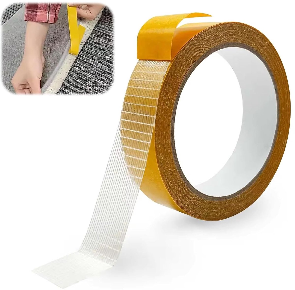 Dubbelzijdige Tape 10m X 25mm - Extra Sterke Transparante Tissue Tape voor Vloer, Foto's en Keuken - Multifunctionele Plakband voor Thuis en School