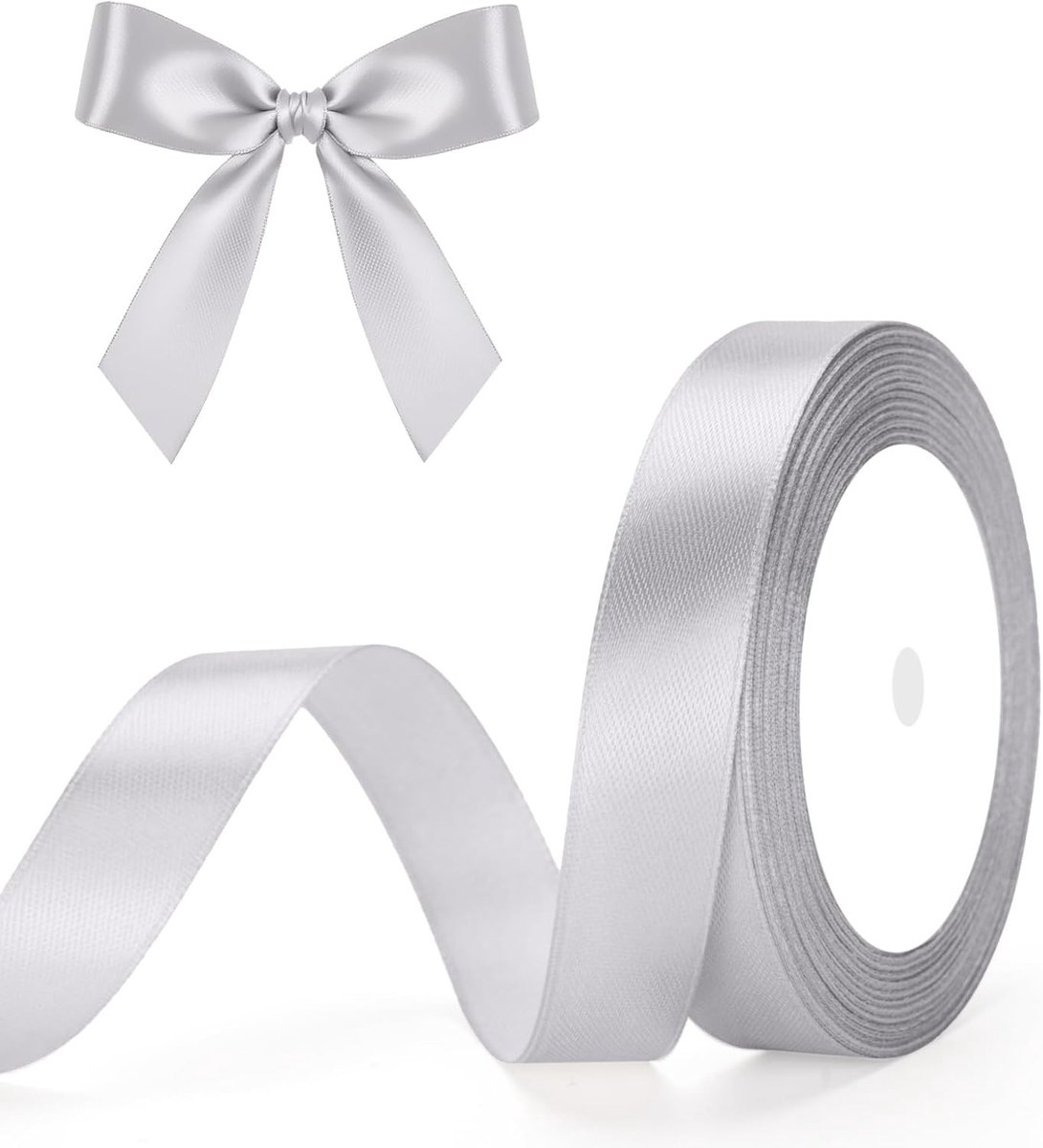 Decoratieve Zijden Lint in Zilvergrijs van 20mm - 22m voor Knutselen, Cadeauverpakking en Versiering