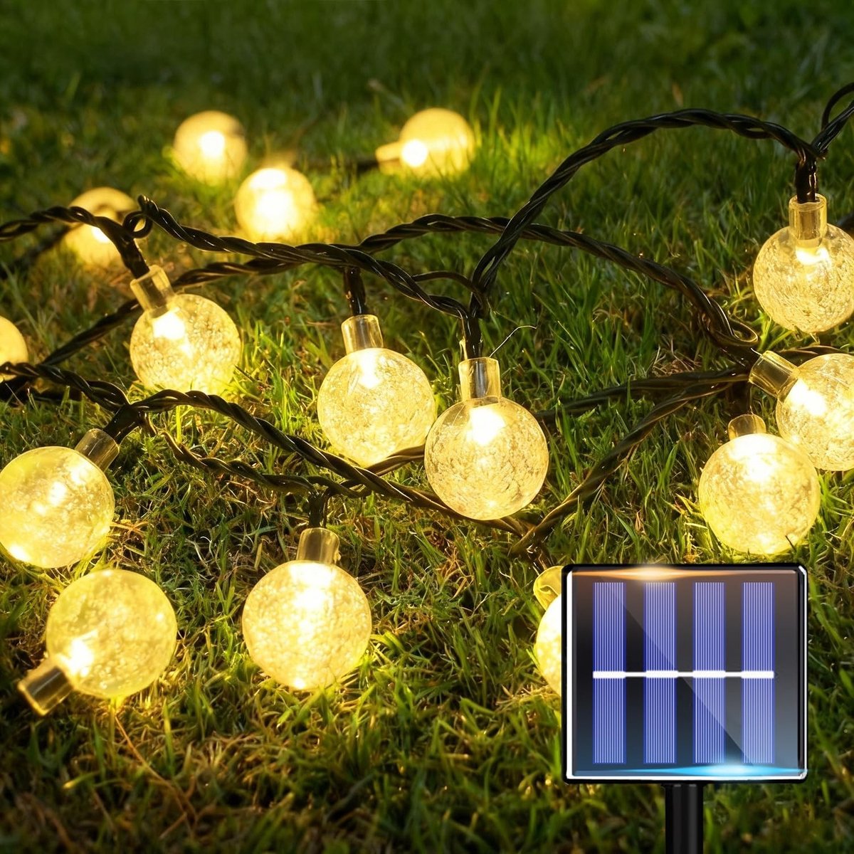 Lichtsnoer op zonne-energie - 15 m - 60 LED-bollen - Weerbestendig IP64 - Voor Balkon en Tuin
