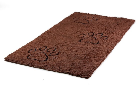 Bruine mat met drie beige pootafdrukken.