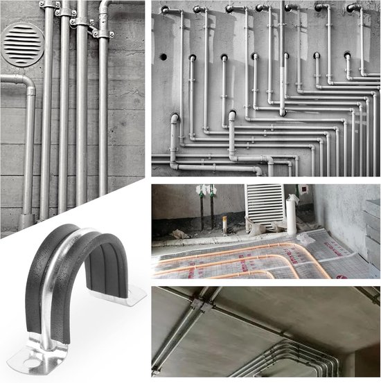 1-inch Robuuste Klem voor Stijve Leidingen - 2-gats U-beugel Kabelklem/-hanger met Rubberen Demping - Voor het Bevestigen van Leidingen aan Diverse Oppervlakken (Verpakking van 10 / 25 mm) — afbeelding 2