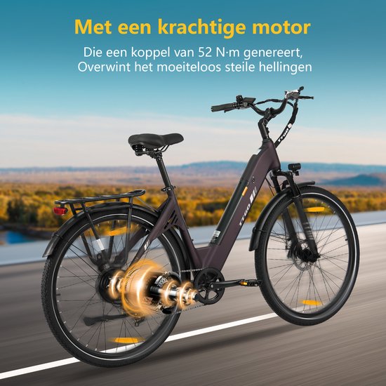 TTGO C3SE E-bike - 25 km/u - 28inch - 80km actieradius - 250W motor - 36V18Ah accu - 52NM - paars van TTGO — afbeelding 2