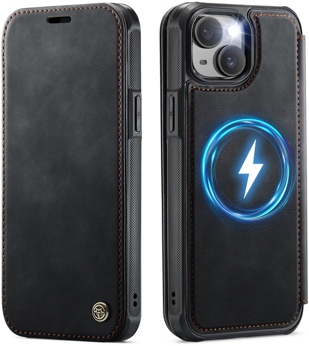 CaseMe Hoesje - Geschikt voor iPhone 15 Hoesje - CaseMe 053 Slim Book Case - MagSafe Compatible - Zwart