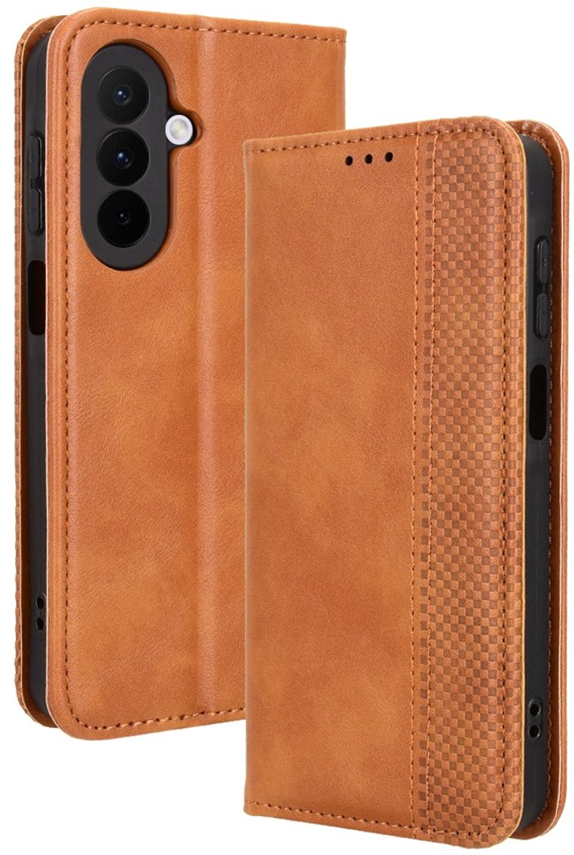 Coverup Hoesje - Geschikt voor Samsung Galaxy A27 Hoesje - Coverup Vintage Style Book Case - Bruin