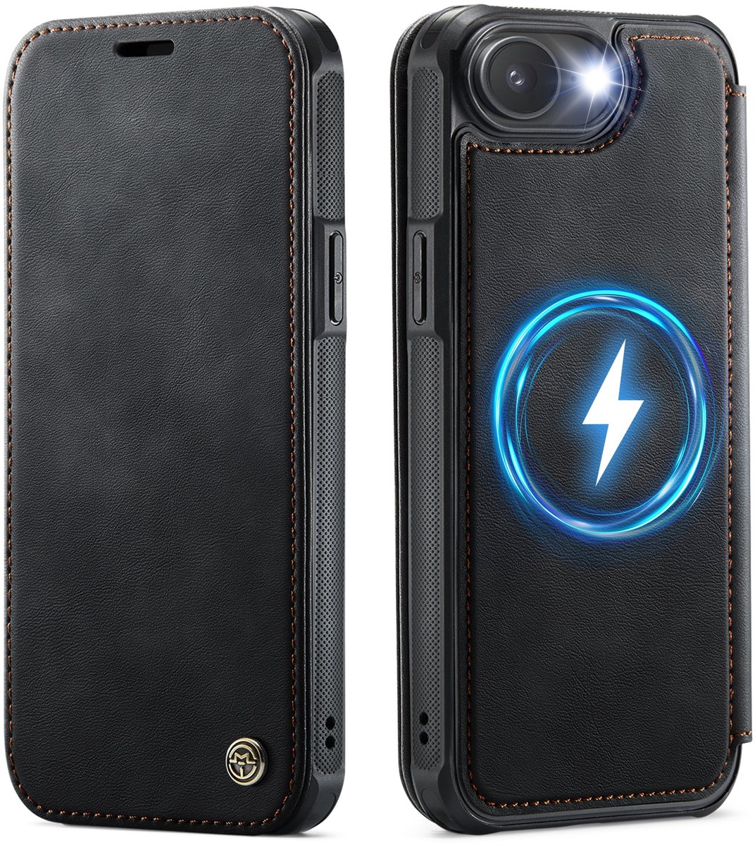 CaseMe Hoesje - Geschikt voor iPhone 16e / 17e Hoesje - CaseMe 053 Slim Book Case - MagSafe Compatible - Zwart