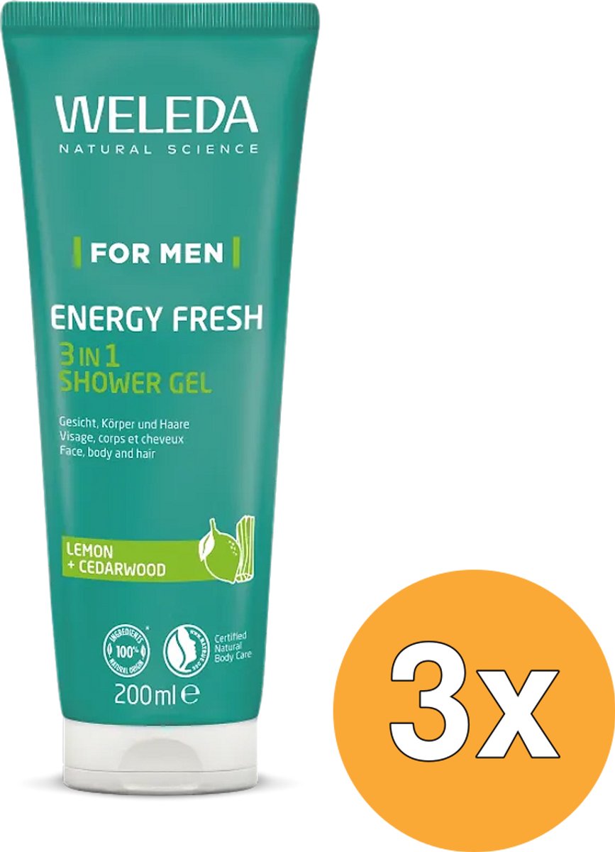 3x WELEDA Men energy fresh douchegel 2 in 1 (200 ml)