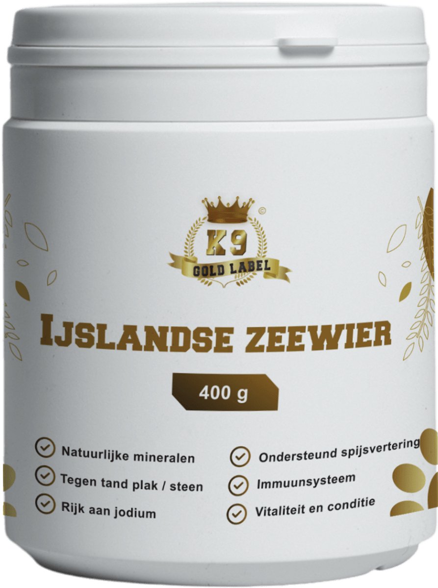 K9 gold label - ijslandse zeewier 400g - Ondersteuning spijsvertering - Vacht en pigment - Tandverzorging - Botgezondheid Vitaliteit -