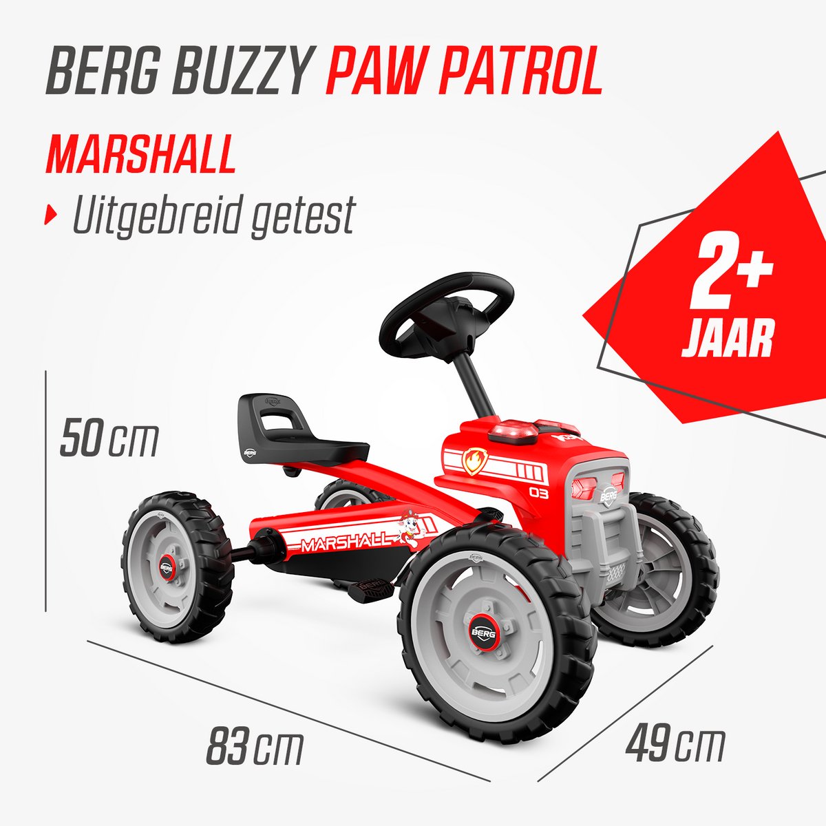 BERG Buzzy PAW Patrol® Marshall Skelter - 2+ jaar - Verstelbare Stoel - Anti-lek EVA banden - Rood — afbeelding 7