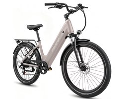 Maxtron Lira 28 Inch Elektrische Stadsfiets - 48V 15Ah Lithium-accu - Actieradius tot 140 km - 250W Motor - Hydraulische Schijfremmen - Shimano 7 Versnellingen - Max. Belastbaar 120 kg - Met Achterlicht - Goud
