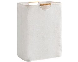 Wasmand - Grote wasmand - Opvouwbare wasmand - Wasbox - Waszak - Wasmand met handvat - Bamboe wasmand - Opbergmand - Waszak voor badkamer, slaapkamer & wasruimte - 30 x 30 x 40 cm