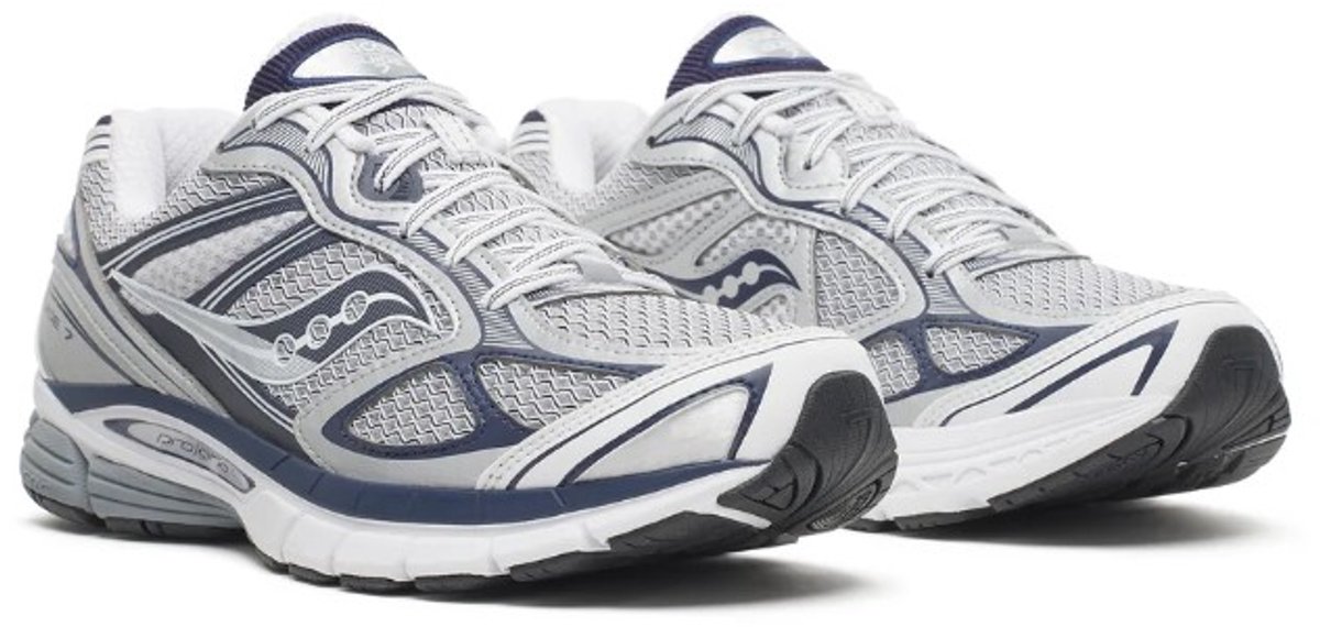 Saucony ProGrid Guide 7 Fog/Naval – Unisex Sneaker – Retro Running Schoen Blauw