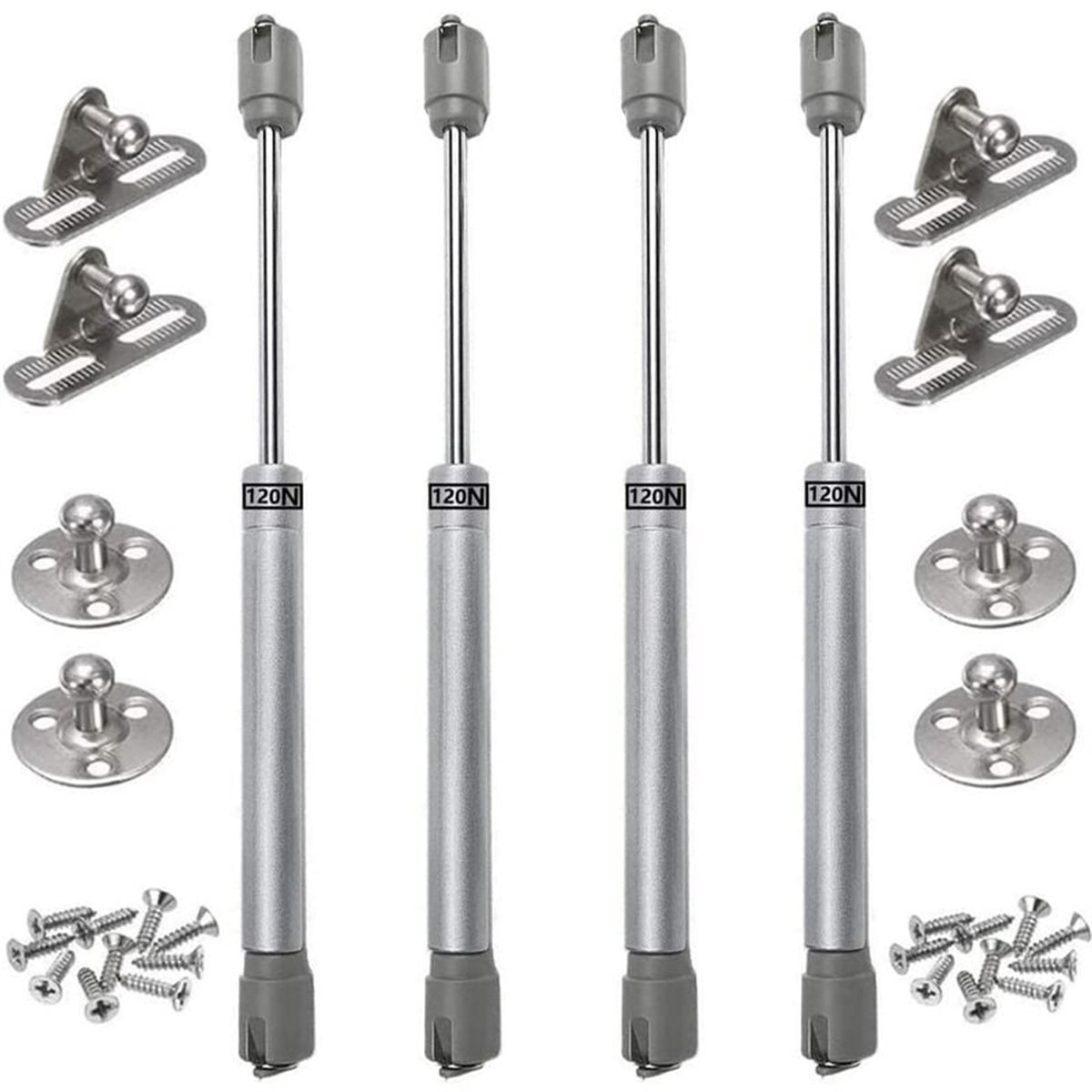 carmdering - Gasdrukveer –Gasveer / gaslift 120N - Universeel - Pneumatische kastdeur of klep 120N - Scharnier voor kastjes - Deurveer - gasveerpomp- Zilver