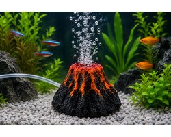 Aquarium Vulkaan met Luchtsteen – Aquarium Decoratie – Bubbelsteen – Luchtpomp Accessoire – 6,4 cm