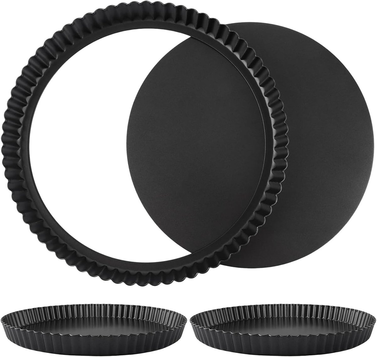 Baking Moulds 28 cm - Ronde Taartvorm met Uittrekbare Bodem, Quiche- en Tartletvormen, Perfect voor Taarten en Gebak (2 Stuks)